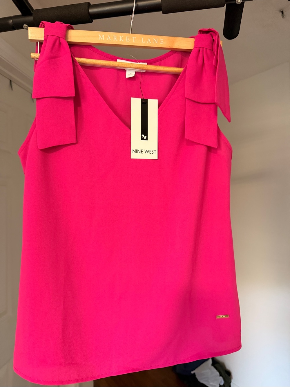 Nine West Hot Pink Tie-Shoulder V-Neck Camisole